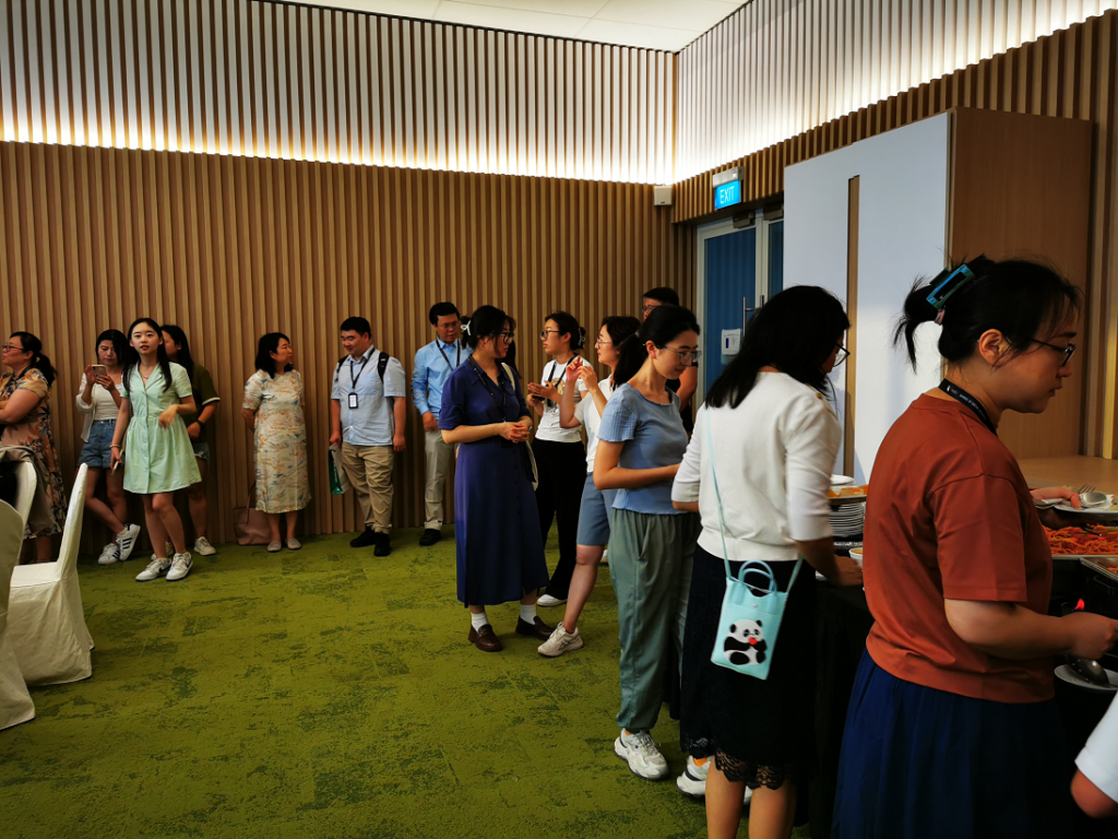 queuing for a typical Singaporean meal